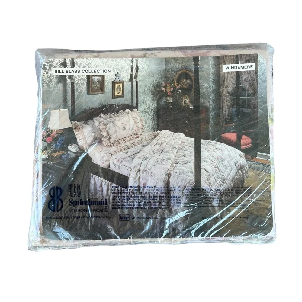 VTG Springmaid Bill Blass Collection Windemere Cottage Ruffle Twin Flat Sheet